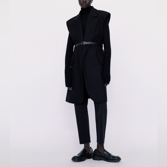 NEW ZARA WOOL BLEND SHOULDER PAD VEST XS - Picture 2 of 12